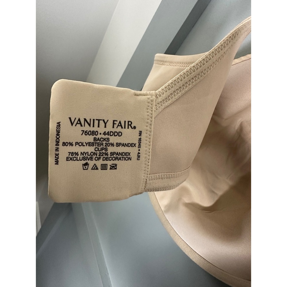 Vanity Fair Comfort Revolution Wirefree T-Shirt Bra Beige Full Coverage SZ 44DDD - Picture 11 of 11